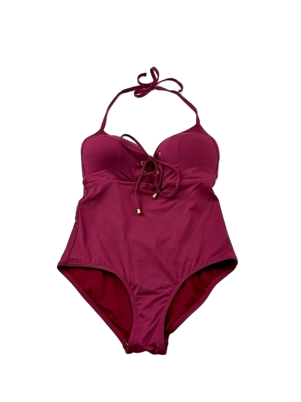 Nip Tuck burgundy swim suit one piece Fits 6-8 bathing suit
NWOT